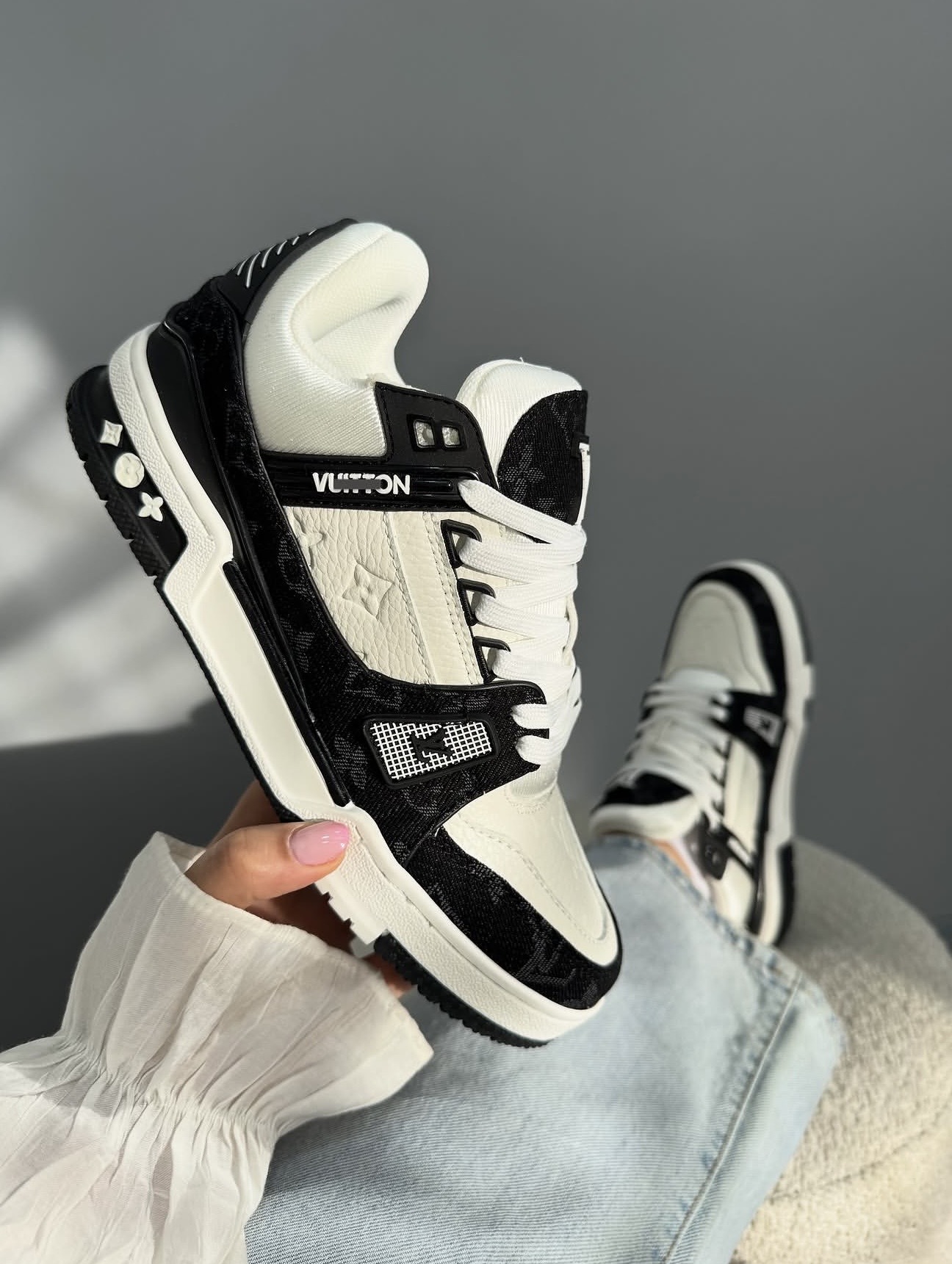 کتونی لویی ویتون ترینر مشکی سفید || Louis Vuitton Trainer Black White