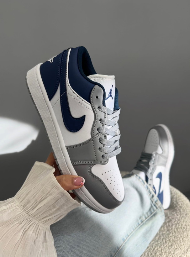 کتونی ایر جردن 1 طوسی سورمهای / Jordan 1 Low Midnight Neutral Grey Navy