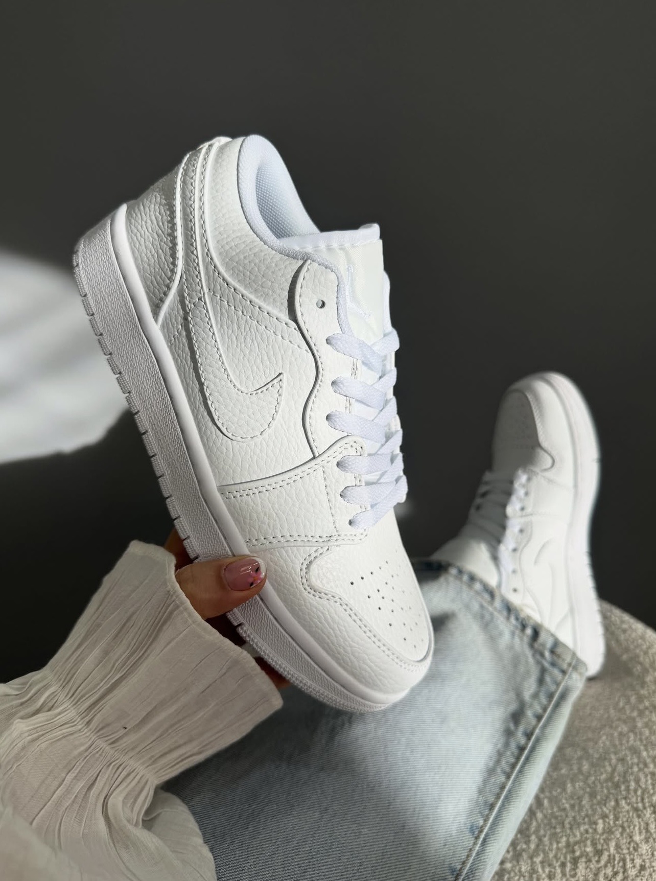 Nike Air Jordan 1 Low Triple White نایک جردن بدون ساق تمام سفید