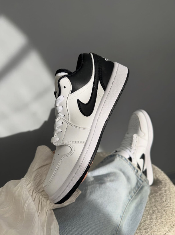 کتونی زنانه و مردانه نایکی مدل Air Jordan 1 Low سفید مشکی