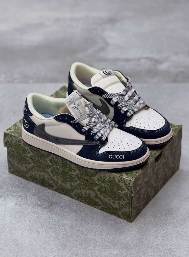 کتونی نایک تراویس اسکات گوچی سفید سرمهای Travis Scott Gucci White Navy